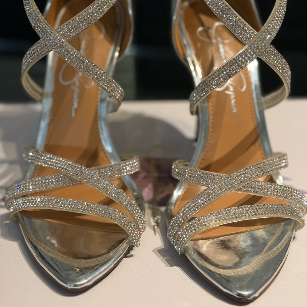Elegant Silver Strappy Heels - Picture 8 of 12